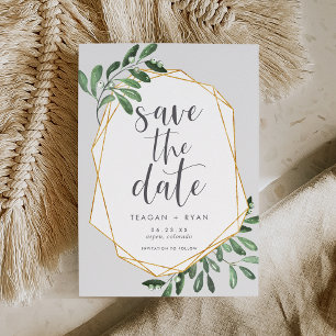 Natural Greenery   Green Watercolor Botanical Save The Date
