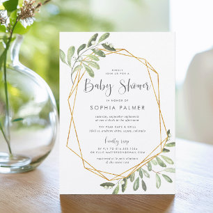 Natural Greenery   Watercolor Baby Shower Invitation