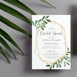 Natural Greenery   Watercolor Bridal Shower Invitation