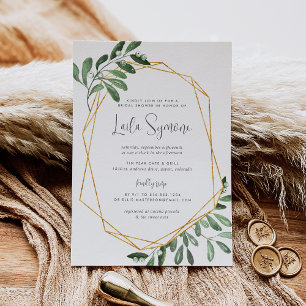 Natural Greenery Watercolor Bridal Shower Invitation