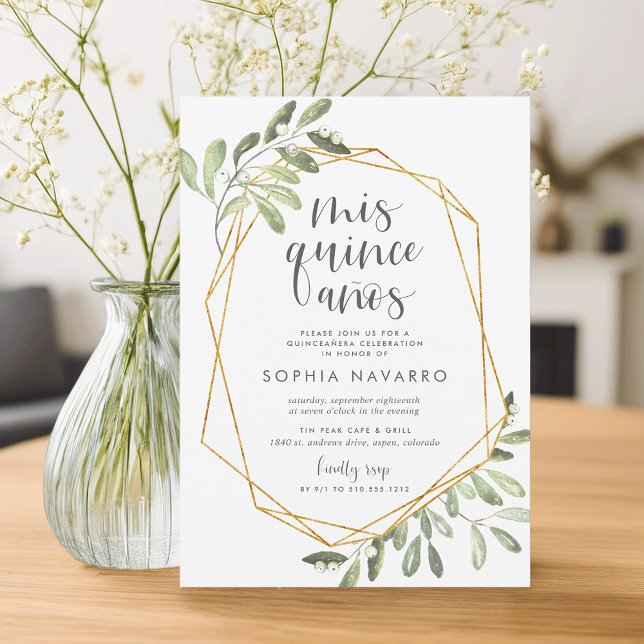 Natural Greenery | Watercolor Quinceanera Invitation (Creator Uploaded)