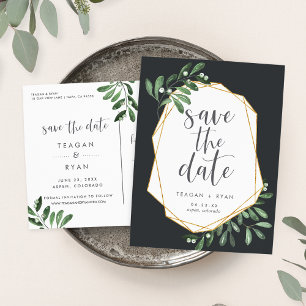 Natural Greenery   Watercolor Save the Date Announcement Postcard
