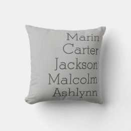 Natural Grey Five Kids Names Personalised Family Cushion