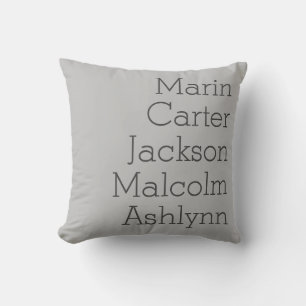 Natural Grey Five Kids Names Personalised Family Cushion