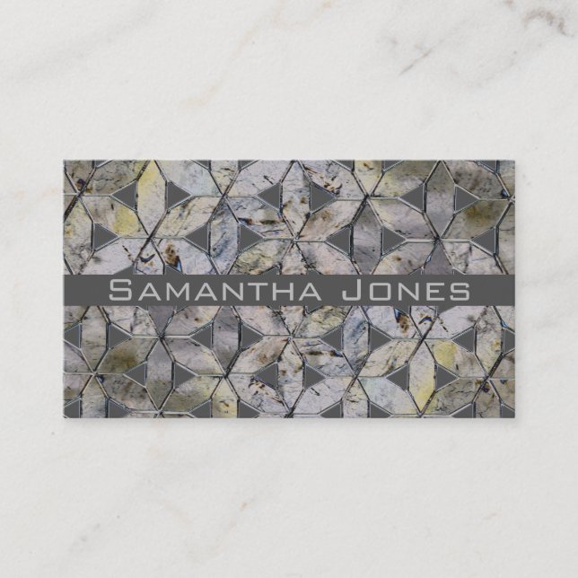 Natural Grey Stone Mosaic, flower of life Business Card (Front)