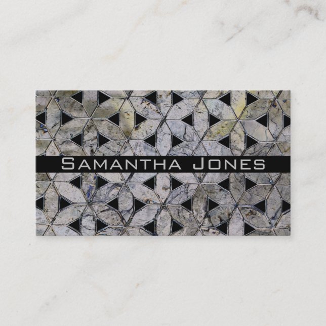 Natural Grey Stone Mosaic, flower of life Business Card (Front)