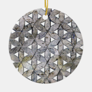 Natural Grey Stone Mosaic, flower of life Ceramic Tree Decoration