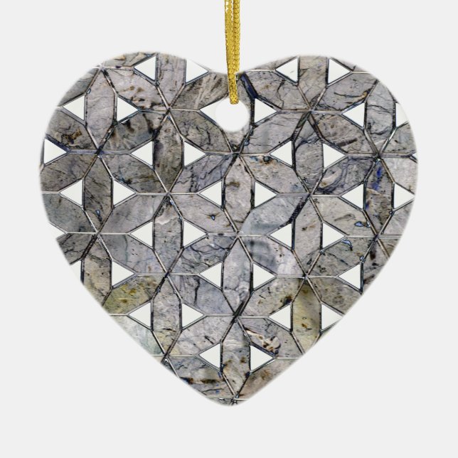 Natural Grey Stone Mosaic, flower of life Ceramic Tree Decoration (Front)