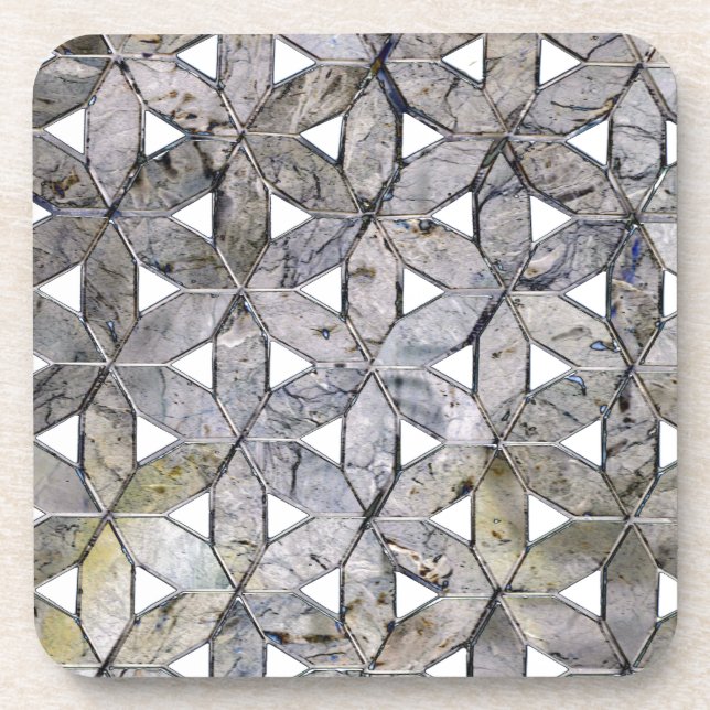 Natural Grey Stone Mosaic, flower of life Coaster (Front)