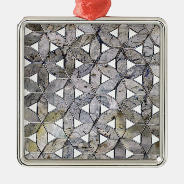 Natural Grey Stone Mosaic, flower of life Metal Tree Decoration (Front)