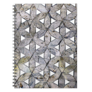 Natural Grey Stone Mosaic, flower of life Notebook
