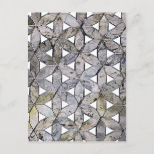 Natural Grey Stone Mosaic, flower of life Postcard