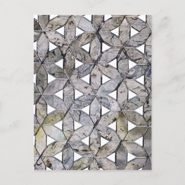 Natural Grey Stone Mosaic, flower of life Postcard (Front)
