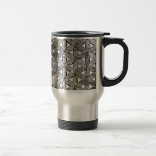 Natural Grey Stone Mosaic, flower of life Travel Mug
