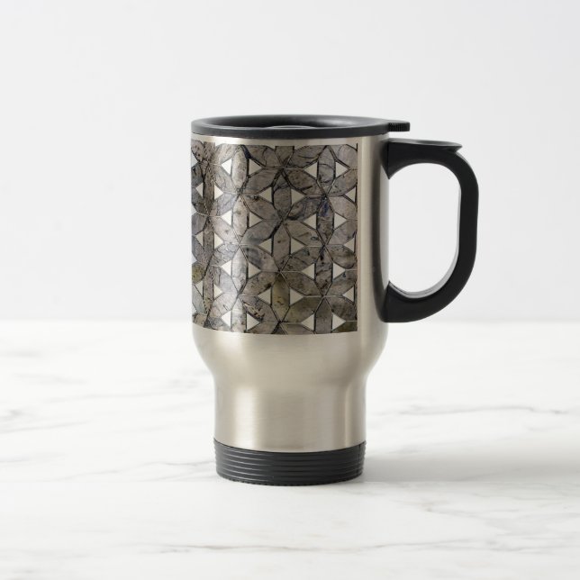Natural Grey Stone Mosaic, flower of life Travel Mug (Right)