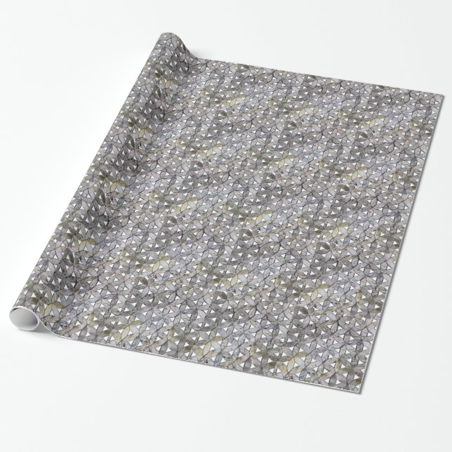 Natural Grey Stone Mosaic, flower of life Wrapping Paper (Unrolled)