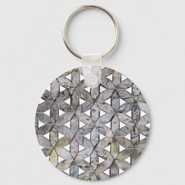 Natural Grey Stone Mosaic Key Ring (Front)