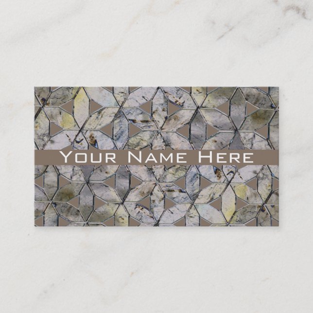 Natural Grey Stone Mosaic pattern flower of life Business Card (Front)