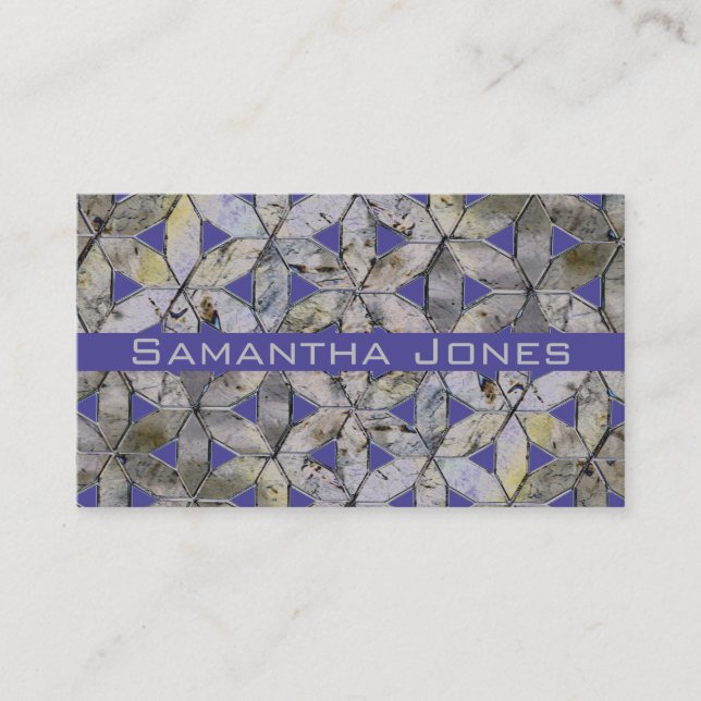 Natural Grey Stone Mosaic pattern flower of life Business Card (Front)