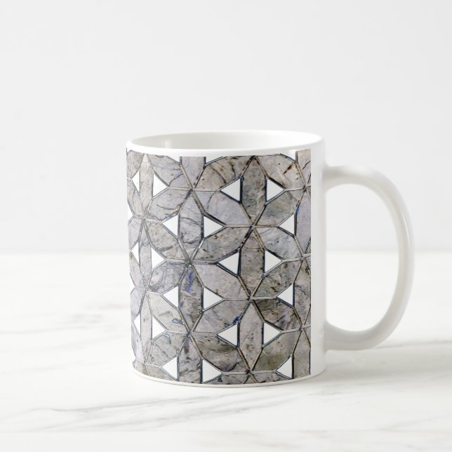 Natural Grey Stone Mosaic pattern flower of life Coffee Mug (Right)