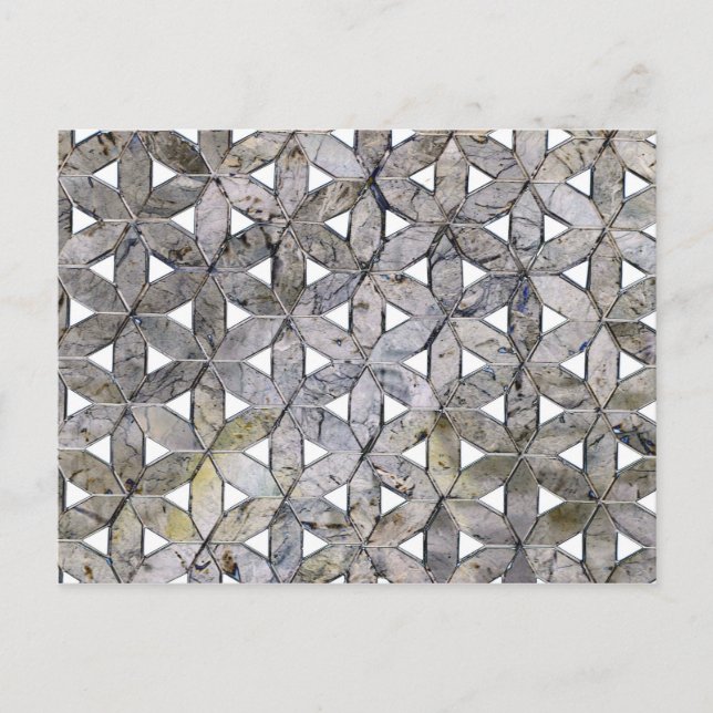 Natural Grey Stone Mosaic pattern flower of life Postcard (Front)