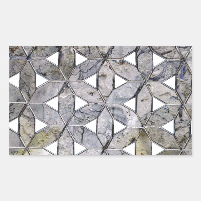 Natural Grey Stone Mosaic pattern flower of life Rectangular Sticker (Front)