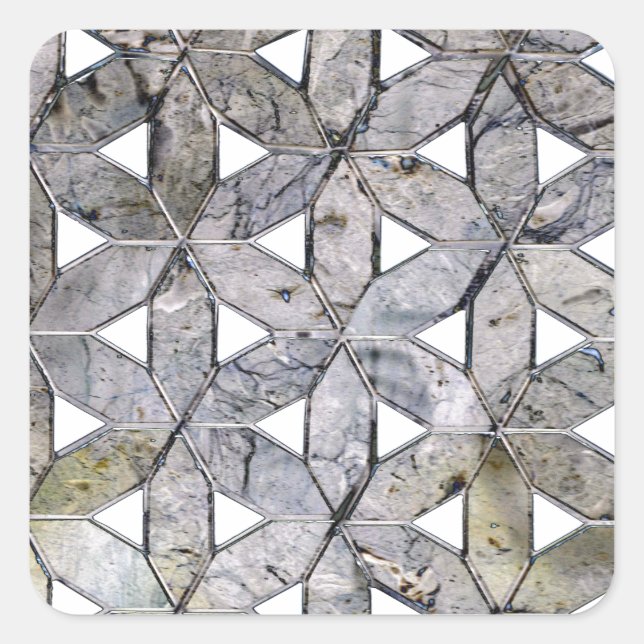 Natural Grey Stone Mosaic pattern flower of life Square Sticker (Front)