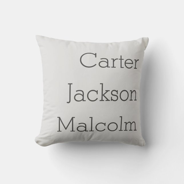 Natural Grey Three Kids Names Personalised Family Cushion (Front)