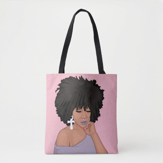Natural Hair Afro Twist Out Diva Tote Bag (Front)