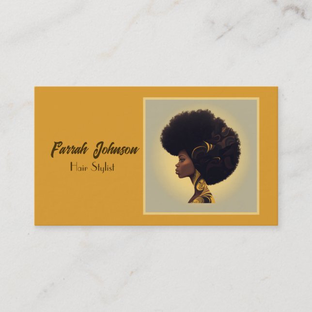Natural Hair Stylist Afro Woman Business Card (Front)