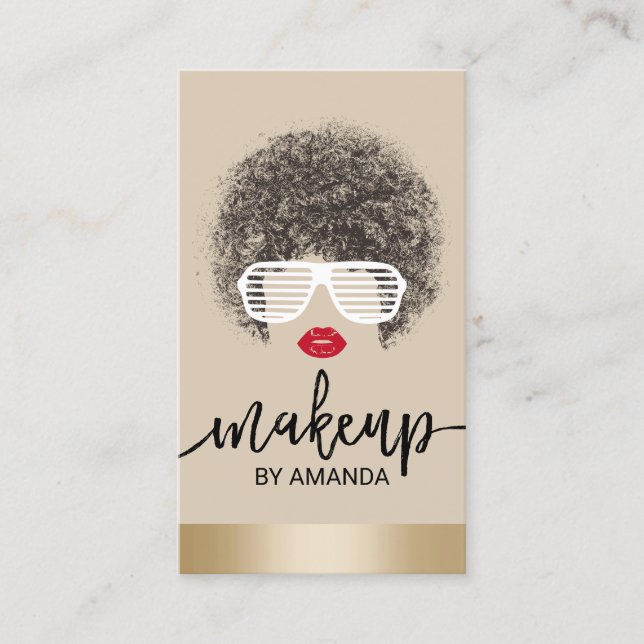 Natural Hair Sunglasses Modern Makeup Artist Salon Business Card (Front)