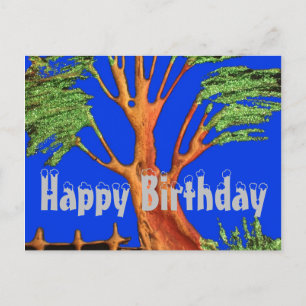 Natural Happy Birthday Colourful Blue sky Acacia Postcard