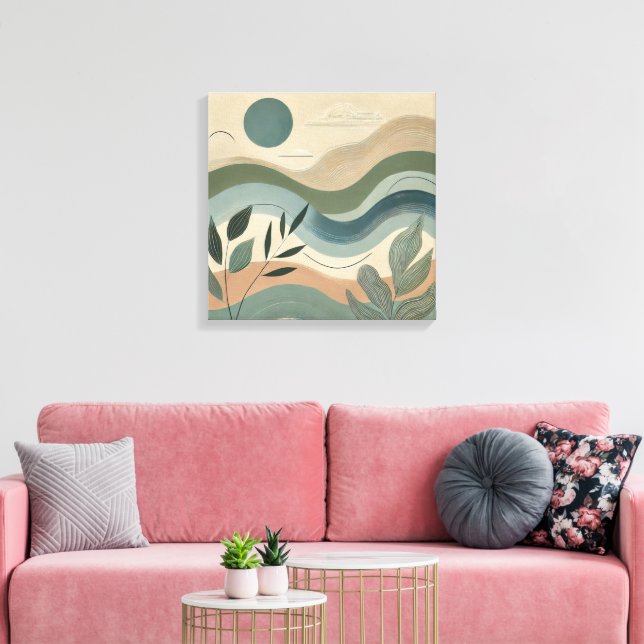 Natural Harmony - Organic Abstract Waves Art Canvas Print (Insitu(LivingRoom))