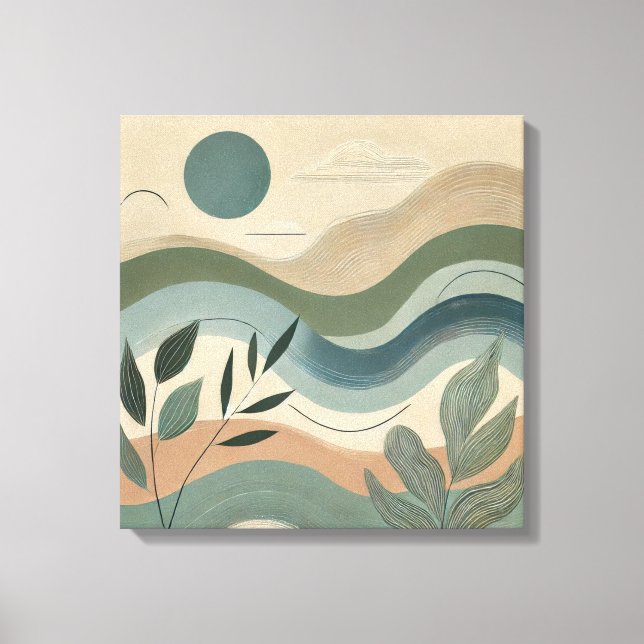 Natural Harmony - Organic Abstract Waves Art Canvas Print (Front)
