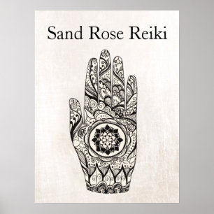 Natural Healer Henna Tattoo Hand Lotus Poster