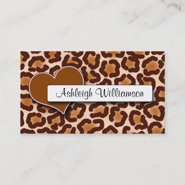 Natural Heart Leopard Print Appointment Cards (Front)