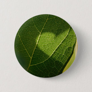 Natural Heart on Green Leaf 6 Cm Round Badge