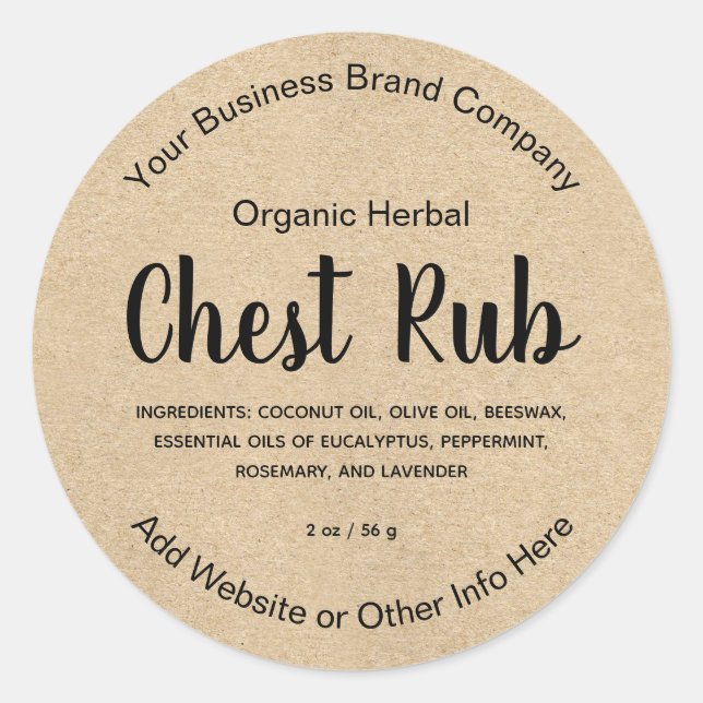 Natural Herbal Chest Rub Salve Product Label (Front)