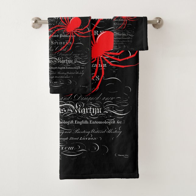 Natural History Title Page Spiders Calligraphy Bath Towel Set (Insitu)