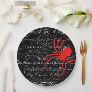 Natural History Title Page Spiders Calligraphy Paper Plate