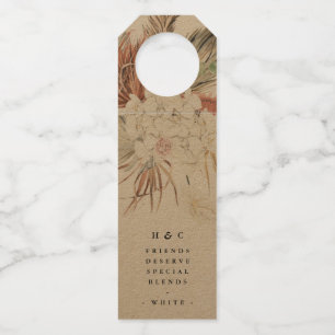 Natural Kraft Pampas Grass Jungle Floral Wedding Bottle Tag