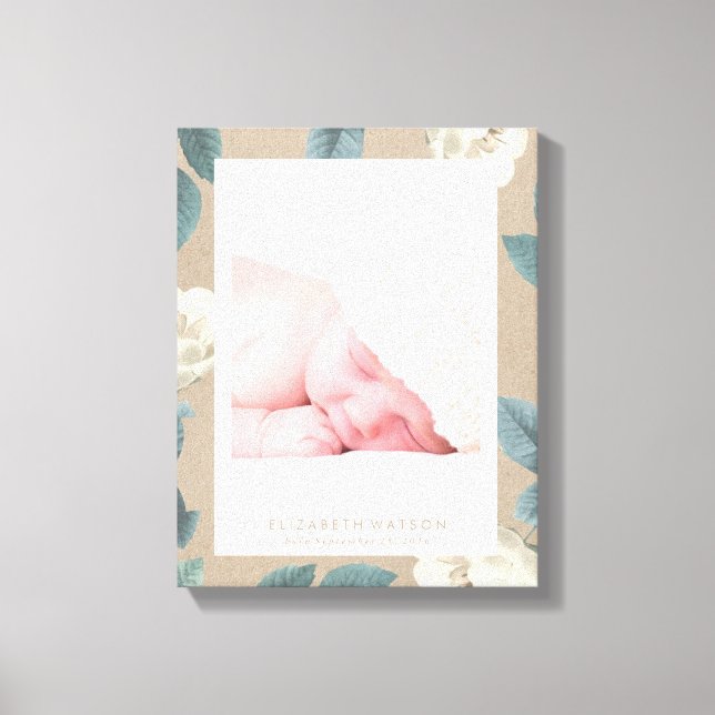 Natural Kraft Rose Floral Frame Canvas Print (Front)