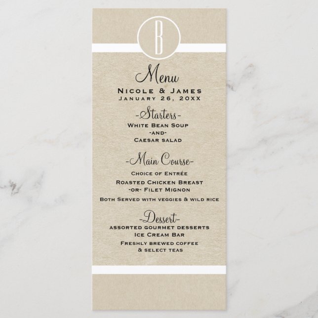 Natural Kraft Rustic Minimal Wedding Menu Card (Front)