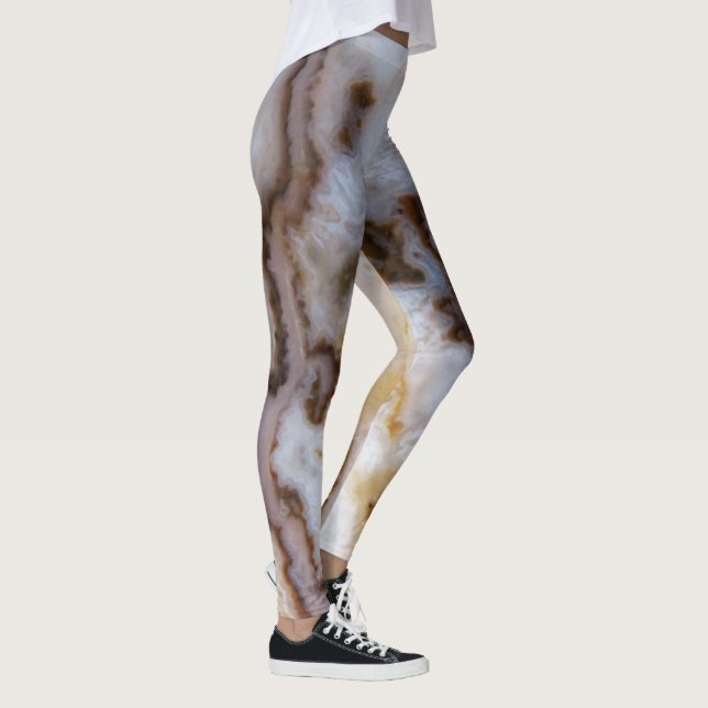 Natural Lace Agate Stone Authentic Colors & Design Leggings (Right)