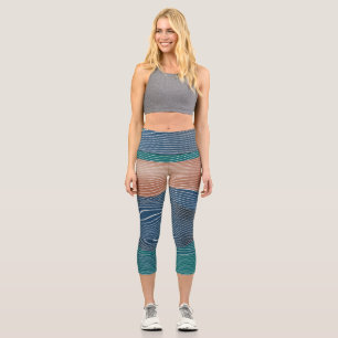 Natural landscape hills: seamless pattern. capri leggings