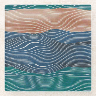 Natural landscape hills: seamless pattern. glass coaster