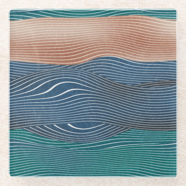 Natural landscape hills: seamless pattern. glass coaster (Front)