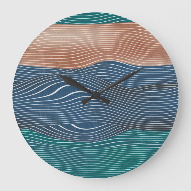 Natural landscape hills: seamless pattern. large clock (Front)