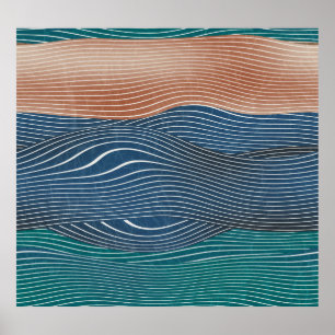 Natural landscape hills: seamless pattern. poster