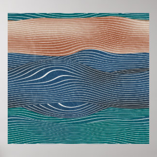 Natural landscape hills: seamless pattern. poster